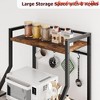 Standing Bakers Rack, Microwave Stand with Large Wire Basket, Industrial Coffee Bar Station with Hooks - 3 of 4
