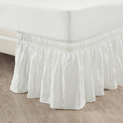 Twin/twin-xl/full Ruched Ruffle Elastic Easy Wrap Around Bedskirt White ...