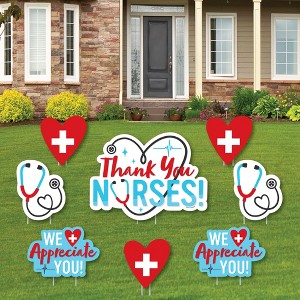 Big Dot of Happiness Thank You Nurses - Yard Sign and Outdoor Lawn Decorations - Nurse Appreciation Week Yard Signs - Set of 8 - 1 of 4