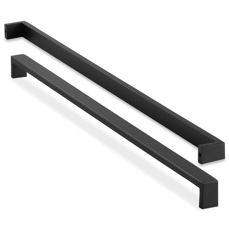 Cauldham Solid Stainless Steel Cabinet Hardware Square Pull Matte Black (20-1/8" Hole Centers) - 2 Pack, 2 of 8
