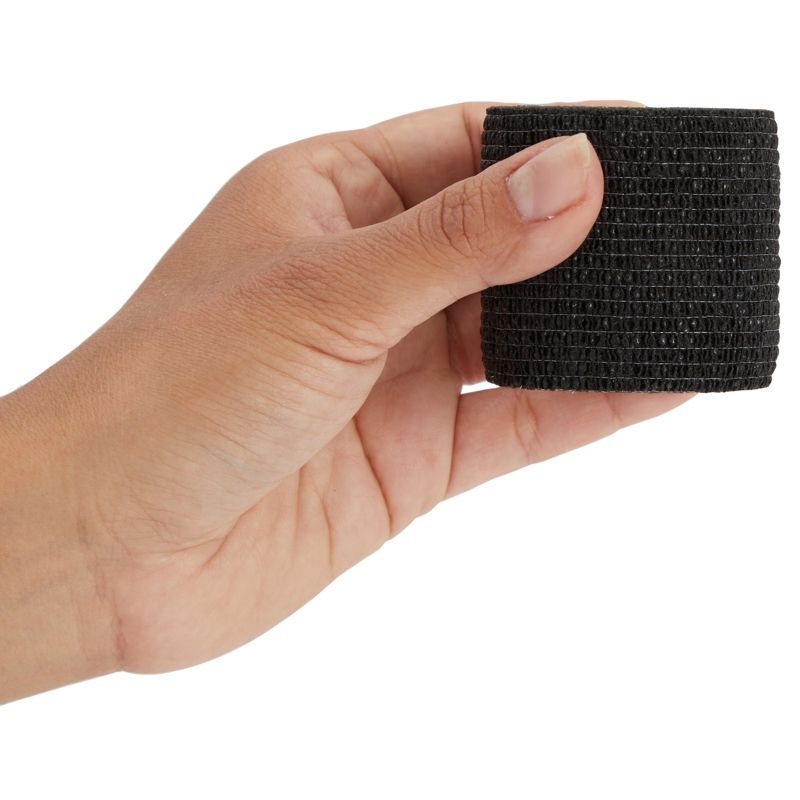 Juvale 12-Rolls Self Adhesive Bandage Wrap, Vet Tape - 2 In x 5 Yds Elastic Cohesive Wrap Tape for Injuries, Athletics (Black), 4 of 9