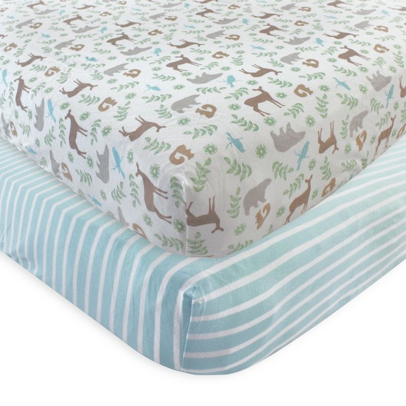 Touched by Nature Baby Organic Cotton Crib Sheet, Forest, One Size, 1 of 3