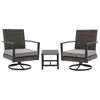 Heynemo 3 Pieces Patio Bistro Set with Swivel Chair and Small Side Table, All Weather Rattan Chairs with Water-Resistant Cushions & Metal Frame - 2 of 4