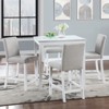 5-Piece Counter Height Dining Set with Crystal Decor: Square Wood Table, 4 Upholstered Chairs , Ideal for Kitchen - 2 of 4