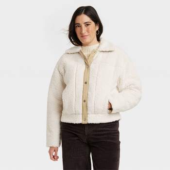 Plus Size Hooded High Pile Fleece Jacket Black 1X- White Mark