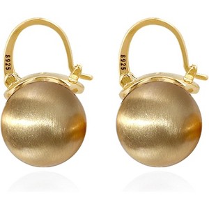 Elegant 925 Sterling Silver Pearl Drop Earrings Dangle Stud Gold Plated Earrings for Women Large Size 12mm - 1 of 4