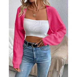Women's Lightweight Shrug Sweater for Dresses & Tops Long Sleeve Open Front Knit Crop Bolero Cardigan - 1 of 4