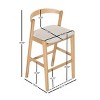 30" Bar Height Rubberwood Bar Stools Set of 2 with Upholstered Seat,Curved Back & Footrest for Kitchen Island or Home Bar-Baofuwish - 4 of 4