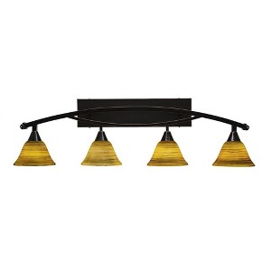 Toltec Lighting Bow 4 - Light Vanity in  Black Copper with 7" Firré Saturn Shade - 1 of 1