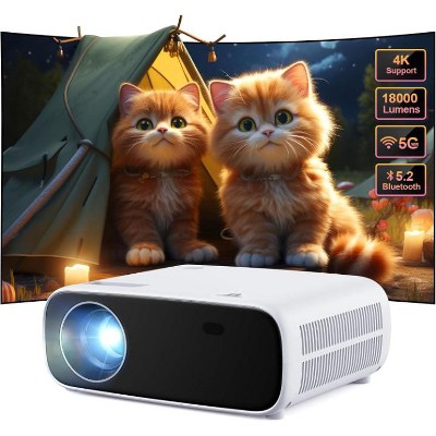 ELEPHAS Mini Projector, 2024 Upgraded 1080P Projector, 200" Max Bild Compatible with Android/iOS/Laptop/TV Stick/X-Box/HDMI/USB, White