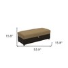HomeRoots 54" Camel Espresso and Silver Chenille And Faux Leather Tufted Storage Ottoman - 3 of 4