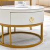 NicBex Stylish Nesting Coffee Table Set of 2,Sintered Stone Circular/Square and Marble Tabletop,Center Table for Living Room - 3 of 4