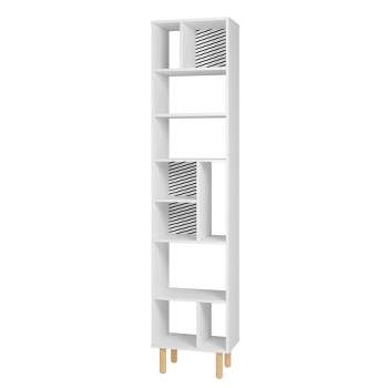 77.95" Essex 10 Shelf Bookcase White/Zebra - Manhattan Comfort