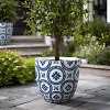 LuxenHome 14.5" Dia Round Planter Large Outdoor Indoor Decorative Plant Pot Blue and White Flower Pattern Garden Pot Concrete Planter Pot Multicolored - 2 of 4