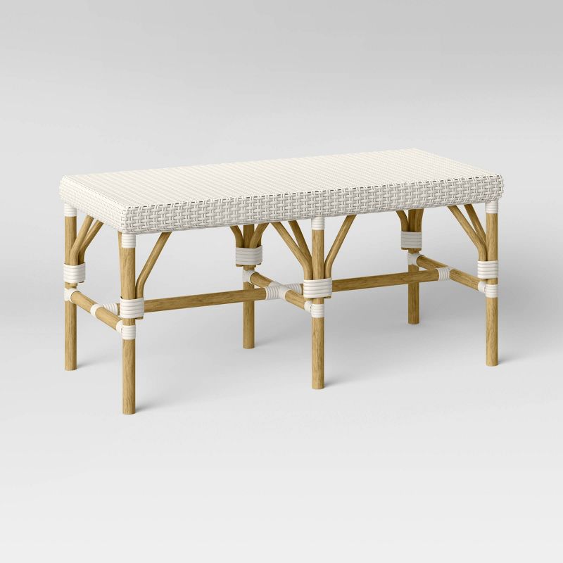 Perry Rattan Woven Bench Cream - Threshold&#8482;, 4 of 7