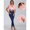 Allegra K Women's Turndown Collar Short Sleeves Crop Casual Jean Jacket - 2 of 4