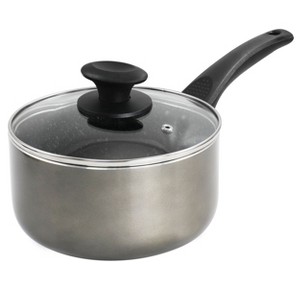 Oster 2.5 Quart Merrion Nonstick Aluminum Saucepan with Lid in Metallic Grey - 1 of 4