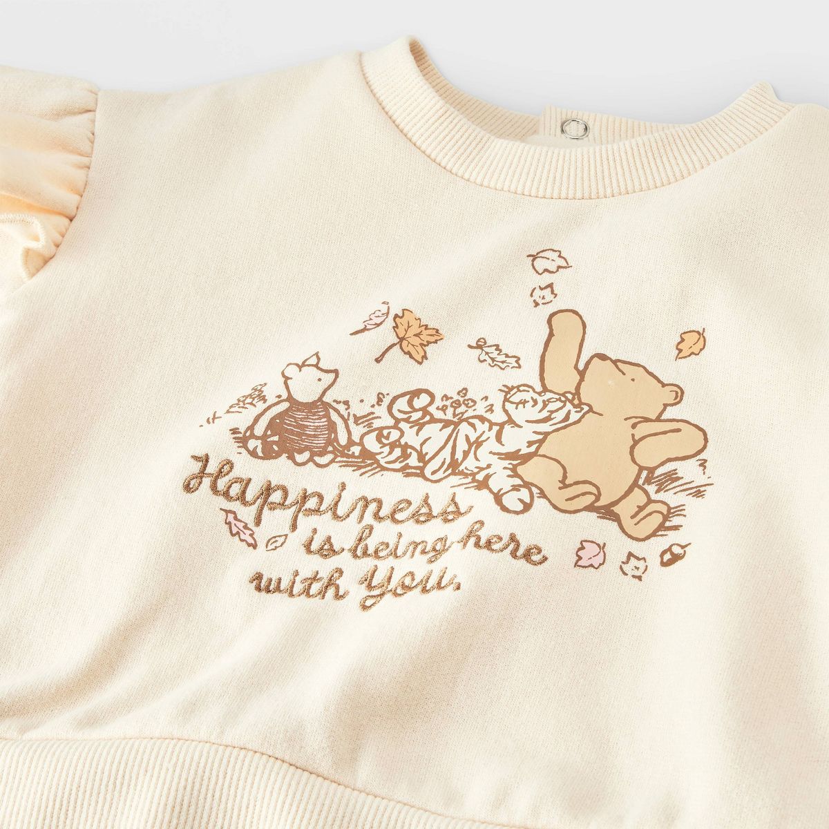 Baby Girls' 2pc Disney Winnie The Pooh Fleece Sweatshirt and Ribbed Pants Set - Beige - thumbnail 3