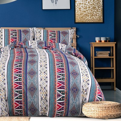 3 Pcs Microfiber Bohemian Bedding Sets Queen Multicolor - PiccoCasa