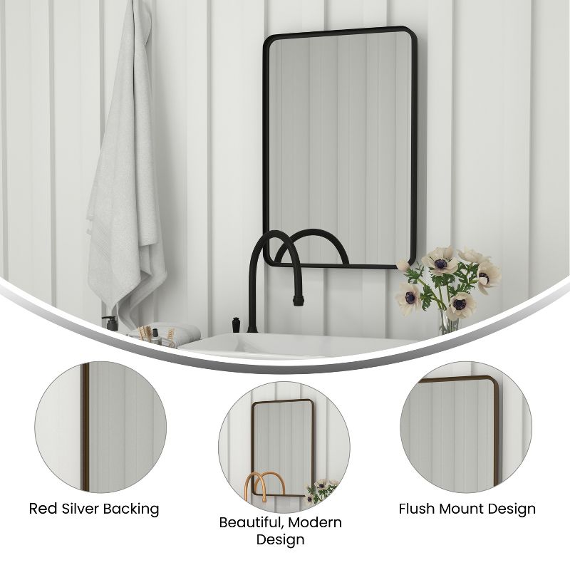 Merrick Lane Decorative Wall Mirror with Rounded Corners for Bathroom, Living Room, Entryway, Hangs Horizontal Or Vertical, 5 of 12