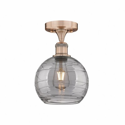 Athens Deco Swirl - 1 Light Semi-Flush Mount In Industrial Style-11.5 Inches Tall and 7.5 Inches Wide