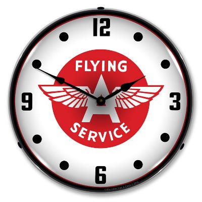 Collectable Sign & Clock | Flying A Service LED Wall Clock Retro/Vintage, Lighted