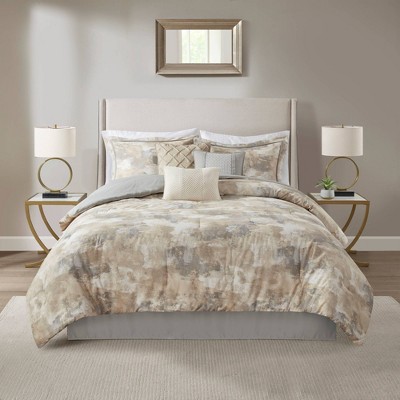 Madison Park 7pc Queen Mist Comforter Set - Gray: Madison Park, Hypoallergenic, Modern Bedding, Embroidered Details, 3 Decorative Pillows — фото 4