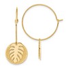 Chisel Stainless Steel Polished Textured Yellow IP-plated Leaf Dangle Hoop Earrings - 2 of 4