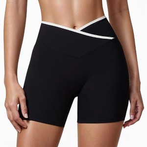 Anna-Kaci Active Women's High Waist Crossover Athletic Shorts with Stretch Fabric and Flattering V Front Waistband - 1 of 4