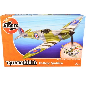 Skill 1 Model Kit D-Day Spitfire Snap Together Painted Plastic Model Airplane Kit by Airfix Quickbuild - 1 of 4