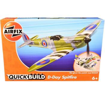 Skill 1 Model Kit D-Day Spitfire Snap Together Painted Plastic Model Airplane Kit by Airfix Quickbuild