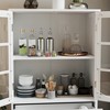 38 inch Storage Cabinets, Wooden Floor Cabinet With 1 Drawer And 2 Glass Doors, Farmhouse Sideboard Buffet With Storage - 3 of 4