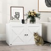 PawHut Cat Litter Box Enclosure, Hidden Litter Box Furniture with Barn Door, Cat Hole, End Side Table, 31.5" x 21" x 20", White - 2 of 4