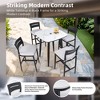 UNISOAR Modern  Rounded Square Outdoor Bar Table & chairs - 4 of 4