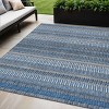 Denim Blue And Ivory Striped Washable Indoor Outdoor Area Rug - 2 of 4