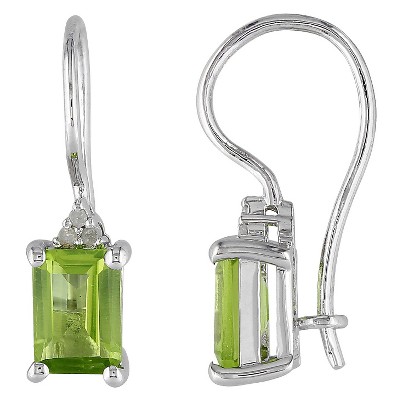 2 CT. T.W. Peridot and Diamond Accent Fashion Drop Earrings in Sterling Silver - Green/White