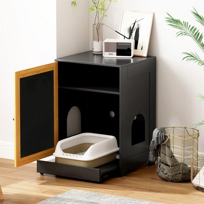 Cat Litter Box Enclosure, Hidden Litter Box Furniture, Cat House Nightstand End Table Fit Most of Litter Box, Cat Washroom for Living Room Bedroom