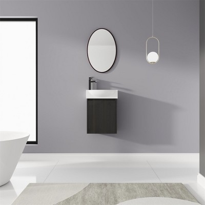 16'' Floating Bathroom Vanity with Sink, Single Sink Bathroom Vanity for Small Space, Wall Mounted Bathroom Vanity Combo Set For Home Bathroom