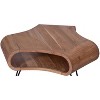 The Urban Port 37" Coffee Table Handcrafted Curved Hexagon Shape with Open Shelf Brown Acacia Wood Iron Legs Brown/Black - 3 of 4