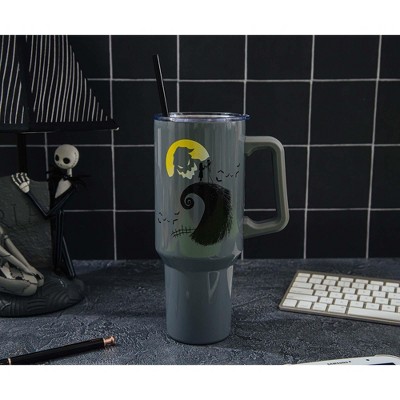 Gray and Black Stainless Steel Travel Tumbler with Handle