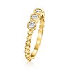 Ross-Simons 0.20 ct. t.w. Bezel-Set Diamond 3-Stone Beaded Ring in 18kt Gold Over Sterling - 3 of 4