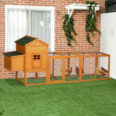 Extra Large Orange Wooden Chicken Coop with Run and Tray