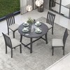NicBex Round Dining Room Table Set for 4 Rustic Extendable Kitchen Table with MDF Tabletop and 4 Padded Chairs for Dining Room - 3 of 4