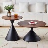 Vynxaria Set of 2 Round End Tables - Walnut - Look Top, Black Base with Cat Bed Integration - 4 of 4