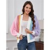 Clearlove Women's Colorblock Ribbed Knit Cropped Cardigan Long Sleeve Open Front Button Up Lightweight Layering Piece - 4 of 4