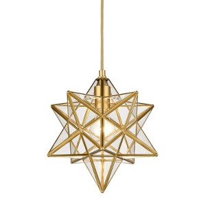 CLAXY Pendant Light Modern Moravian Star Gold Finish Clear Glass - 1 of 4
