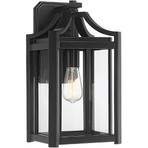 Franklin Iron Works Rockford Rustic Farmhouse Outdoor Wall Light Fixture Black 16 1/4" Clear Beveled Glass for Post Exterior Barn Deck House Porch - 1 of 4