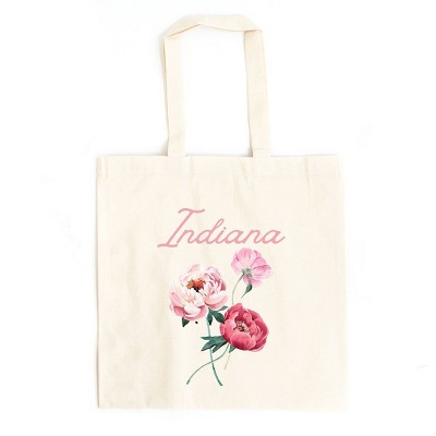 City Creek Prints Indiana Flower Colorful Canvas Tote Bag - 15x16 - Natural