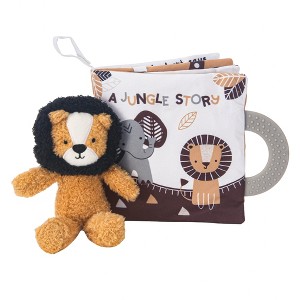 Lambs & Ivy Jungle Story Developmental Soft Book & Lion Plush Toy Gift Set - 1 of 4