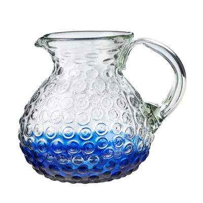 Amici Home Catalina Pitcher, Artisan Handmade Mexican Recycled Glass, For Sangria, Iced Tea, Juice, 8″ D x 8″ H, 80- Ounce